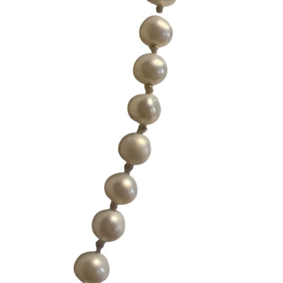 Vintage 14kt 585 Gold Pearl Necklace Choker Collar Knotted 16" Estate 6.86g - Picture 2 of 5